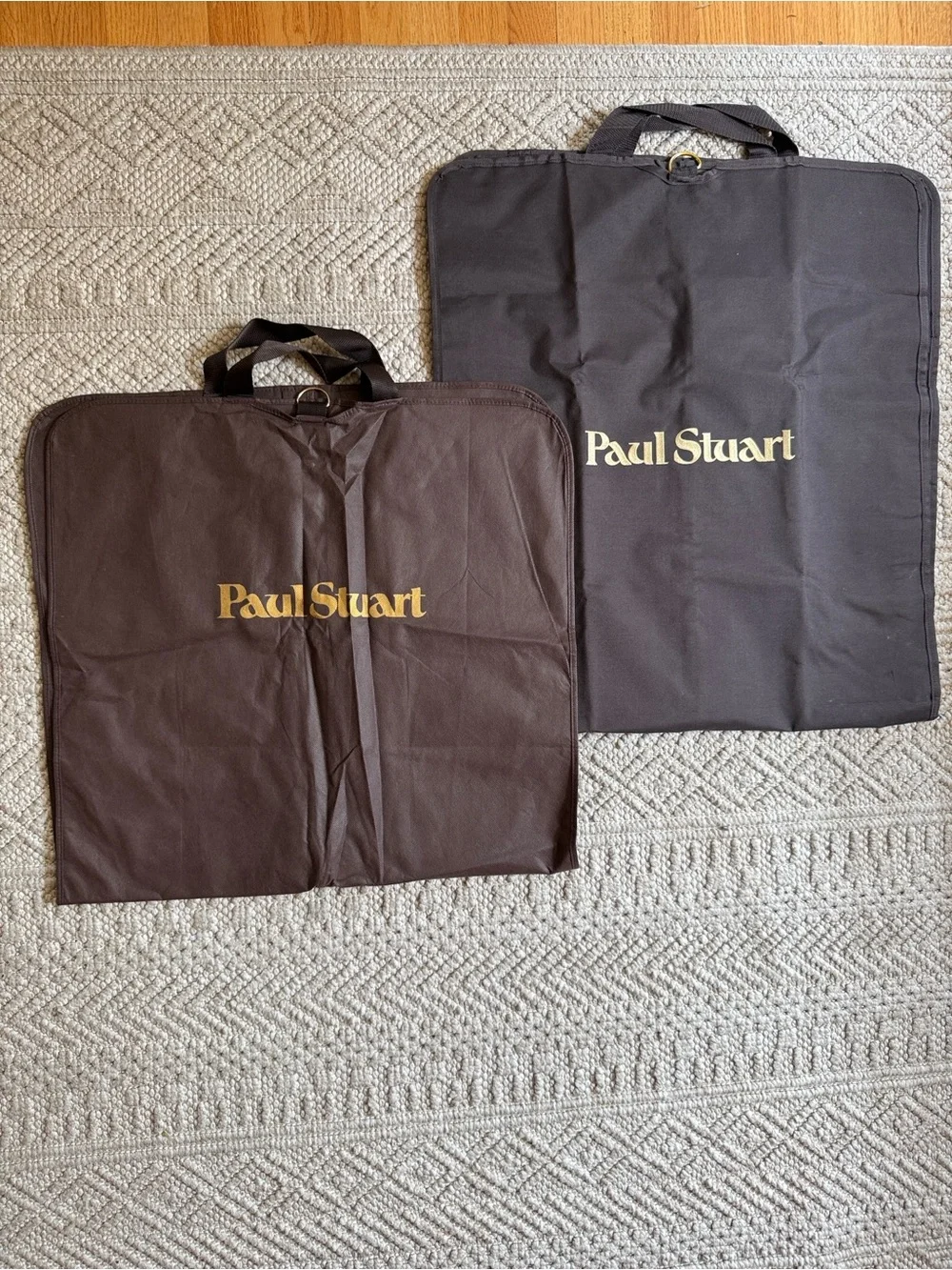 Paul Stuart Brown Garment Bags with Gold Logo - Set of 2